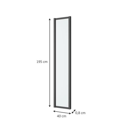 Brusevæg Ledava 40x195 cm Sort/Transparent | 5063022042347