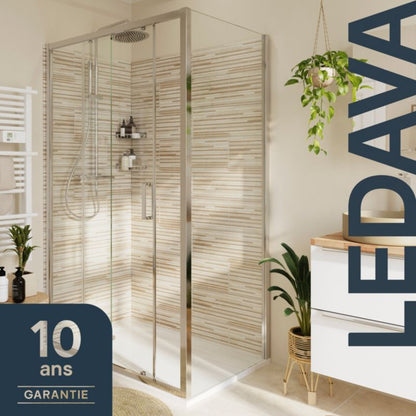 Brusevæg Ledava 80x195 cm Krom/Transparent