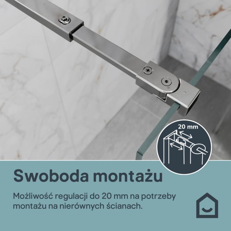 Brusevæg Maza 80 cm Krom/Transparent | 5063022657954