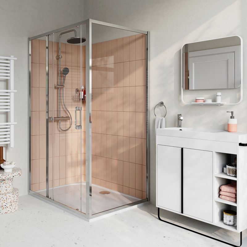 Brusebadsskærm Maza 90 cm Krom/Transparent