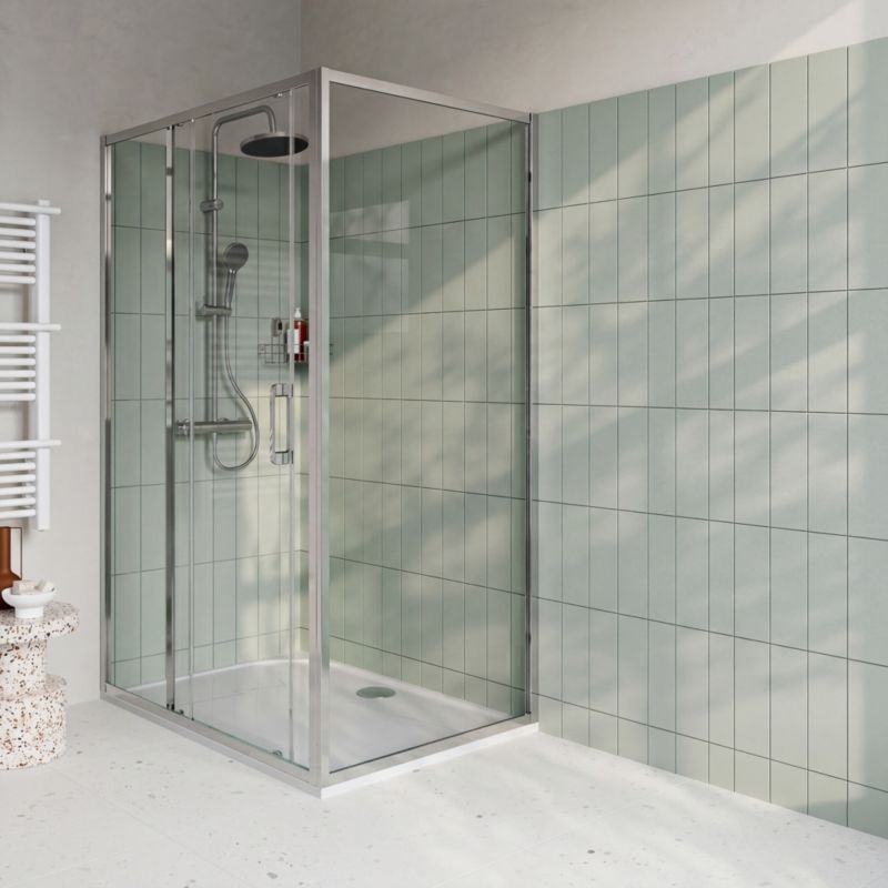 Brusebadsskærm Maza 90 cm Krom/Transparent