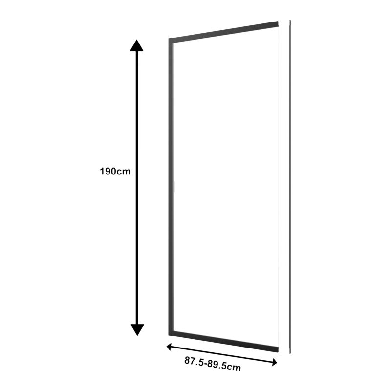 Brusebadsskærm Walk-in 90 cm Sort Transparent Aluminium