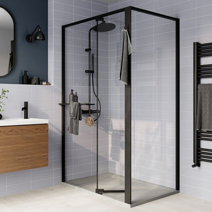 Walk-in brusevæg Evanna 80 cm Sort