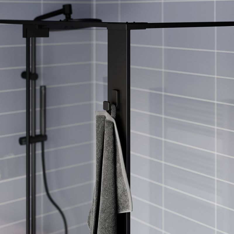 Walk-in brusevæg Evanna 80 cm Sort