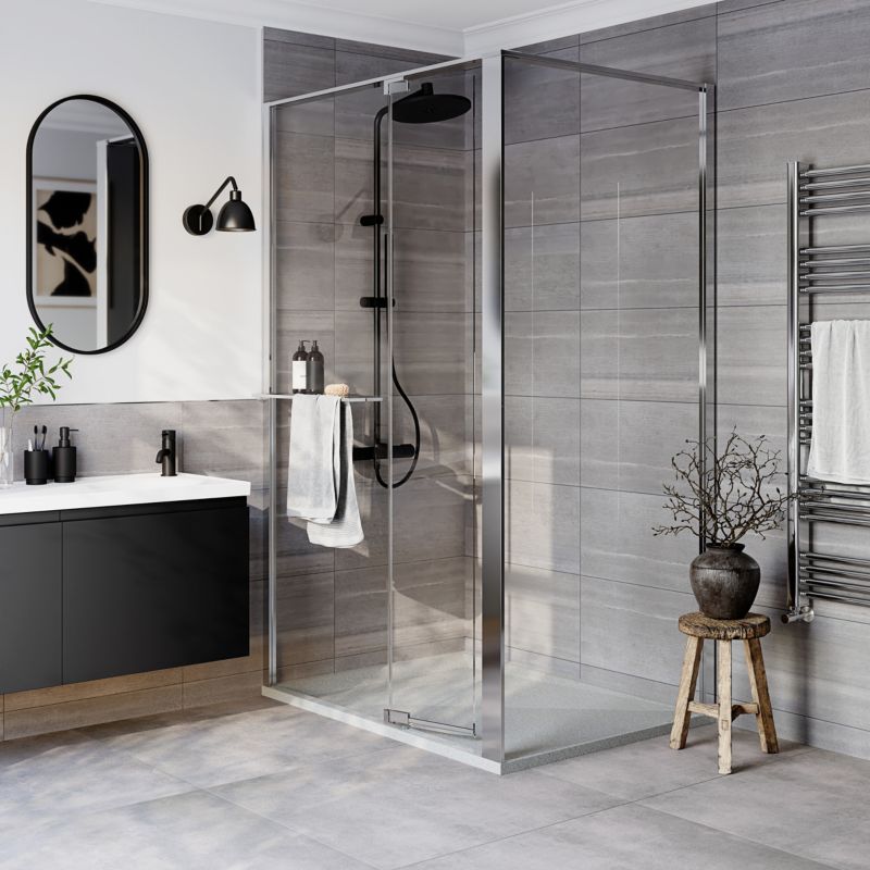 Brusevæg Walk-in 90 cm Krom/Transparent