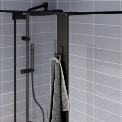 Walk-in Brusevæg 90 cm Sort Ramme Hærdet Glas 8 mm