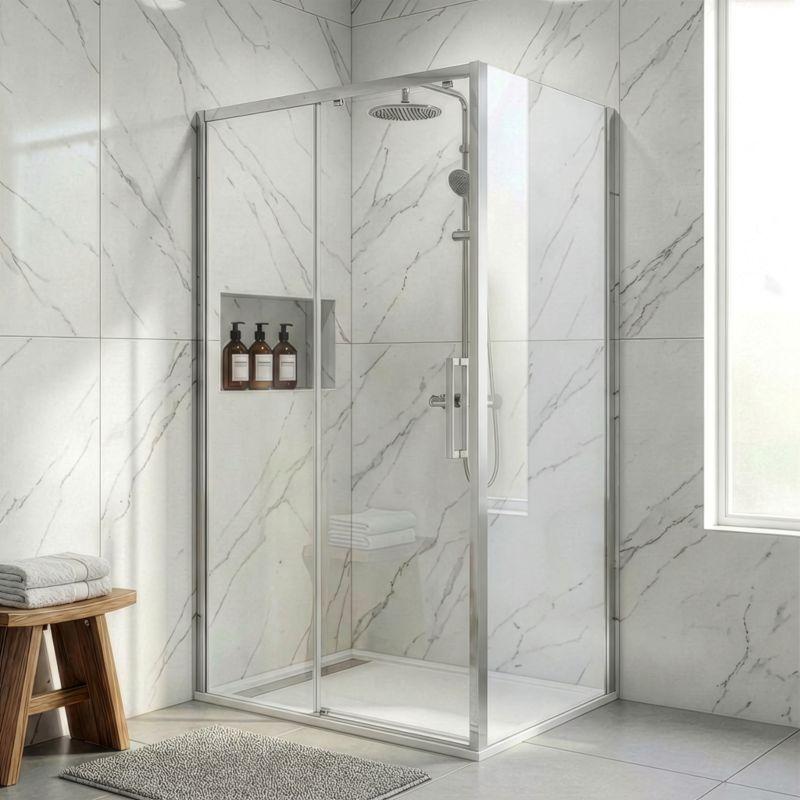 Brusevæg Zilia 80 x 200 cm Transparent Glas Rustfrit Stål