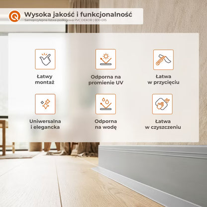 Selvklæbende Fodliste PVC 50x20 mm Fleksibel