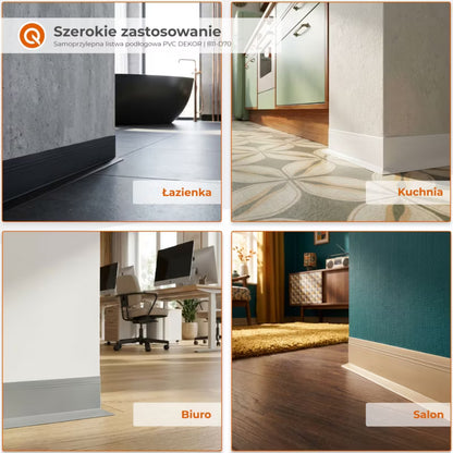 Selvklæbende Fodpanel PVC 70x20 mm 5 m Sort