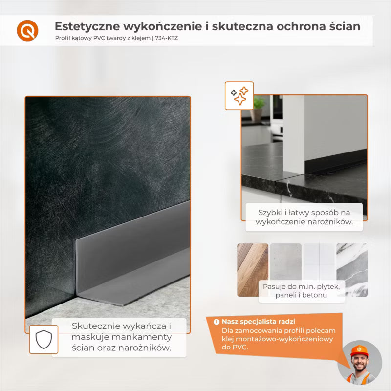 Selvklæbende Vinkelprofil PVC 20x10 mm