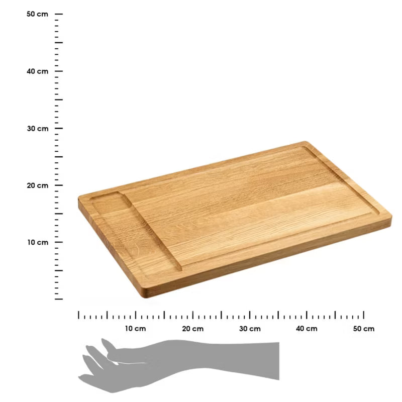 Serveringsbræt Egetræ 45x28x2 cm med Saftrille
