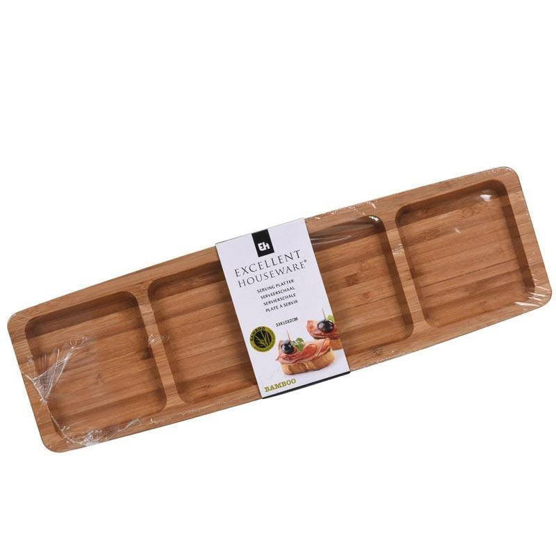 Serveringsfad Bambus 33x10 cm 4 Rum
