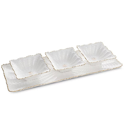 Serveringsfad Gaia 03 42x16 cm Creme Guld 4 Dele