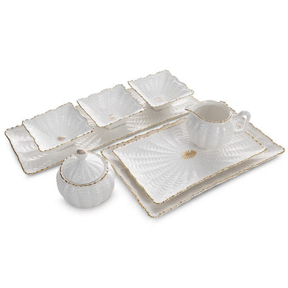 Serveringsfad Gaia 03 42x16 cm Creme Guld 4 Dele
