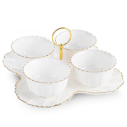 Serveringsfad Gaia 07 24x24 cm Creme med 4 Skåle