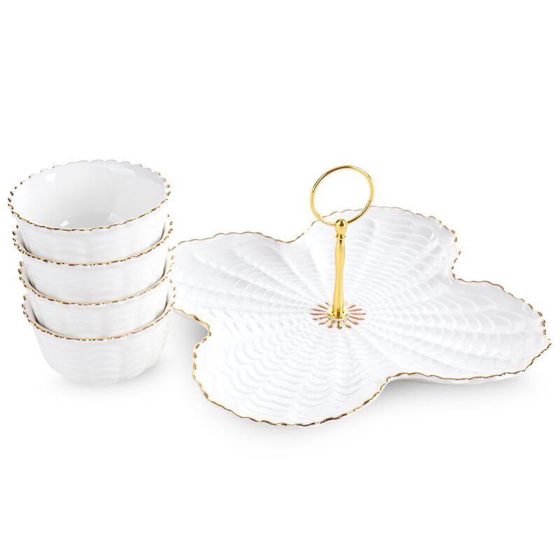 Serveringsfad Gaia 07 24x24 cm Creme med 4 Skåle