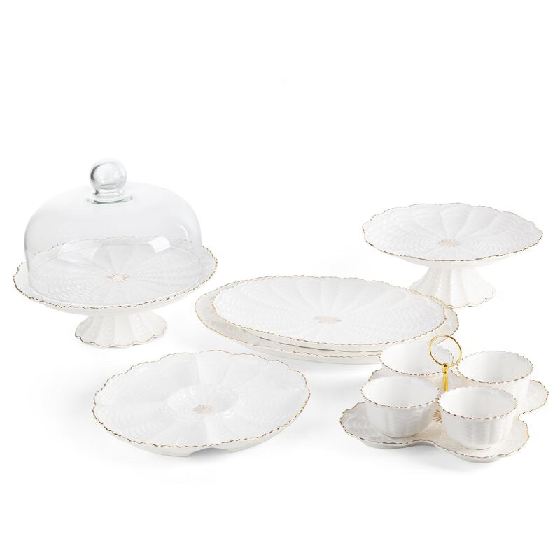 Serveringsfad Gaia 07 24x24 cm Creme med 4 Skåle