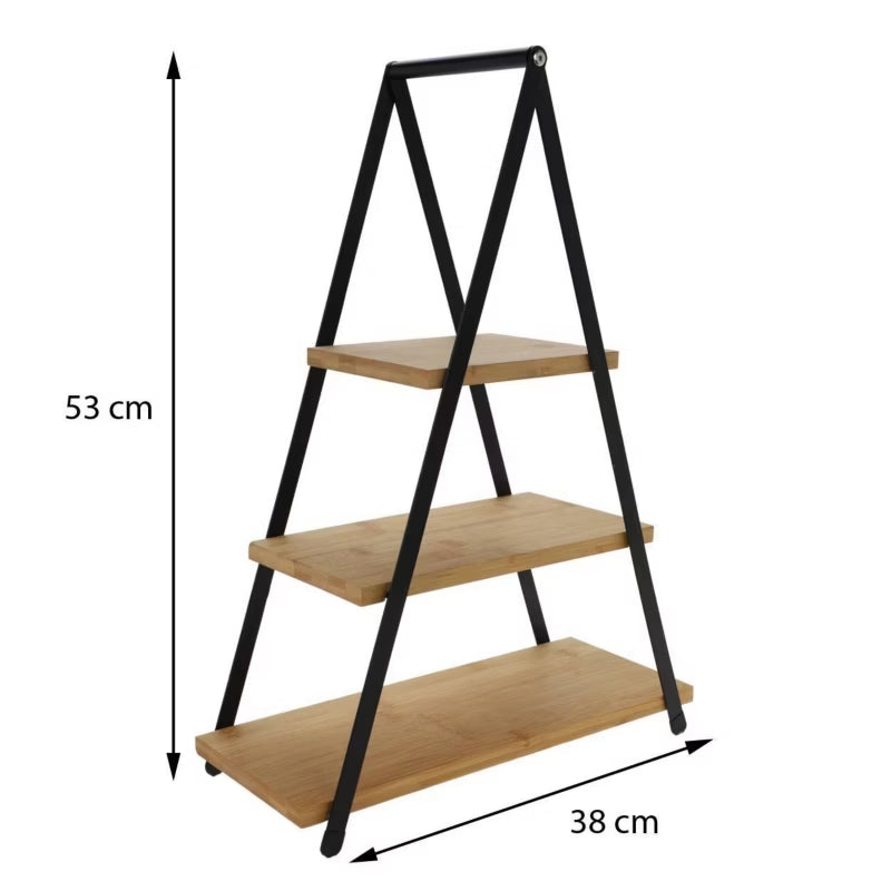 Serveringsopsats 3 Niveauer Bambus 38x15x53 cm Natur