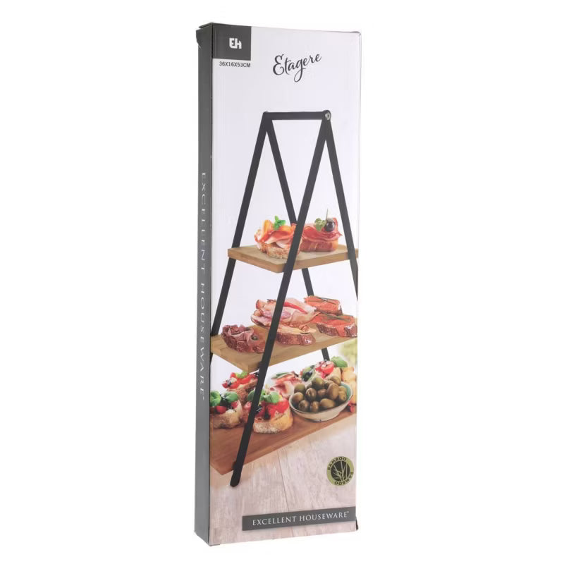 Serveringsopsats 3 Niveauer Bambus 38x15x53 cm Natur