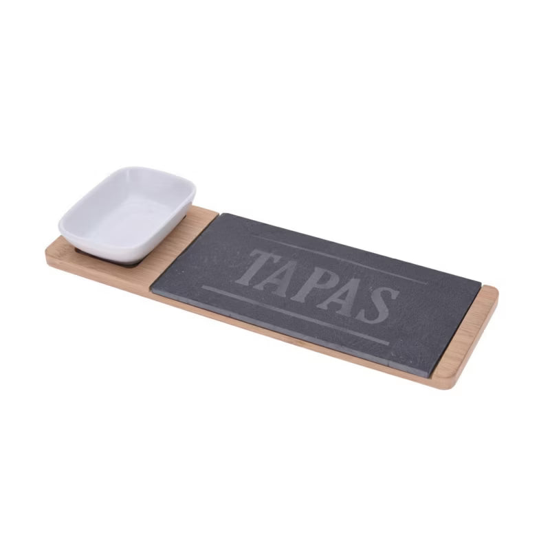 Serveringssæt Bambus 30x10 cm Grå