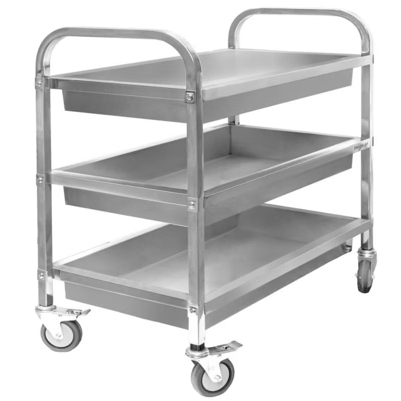 Serveringsvogn 95x50x95 cm Rustfrit Stål 3 Hylder