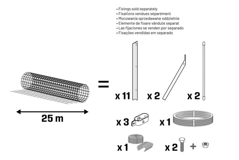 Blooma svejset hegnsnet 1,2 x 25 m med maske 100 x 75 mm i grøn