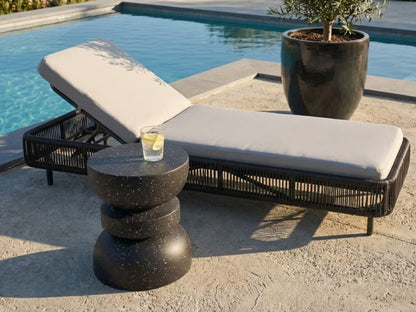 Sidebord Faliro 37x37 cm Sort Terrazzo-Look
