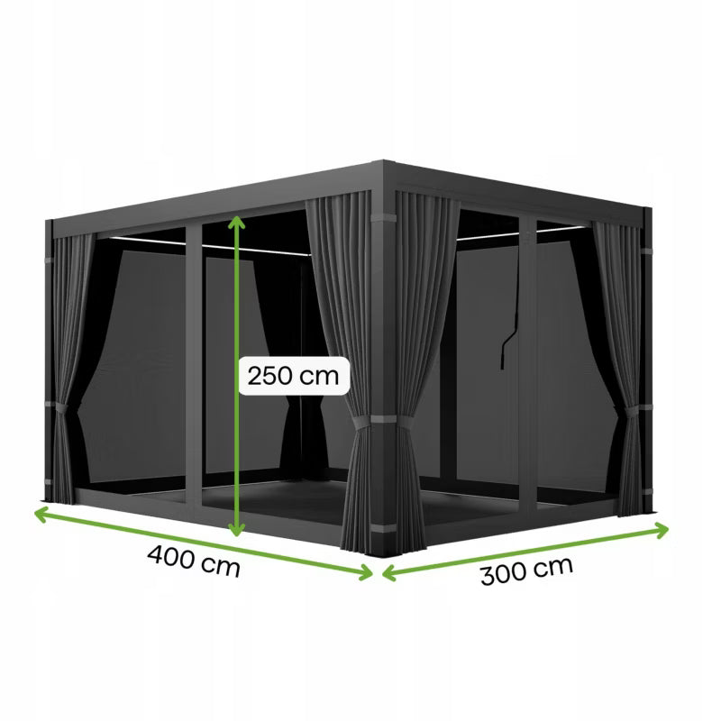Sidegardin med Insektnet til Pergola 4 m