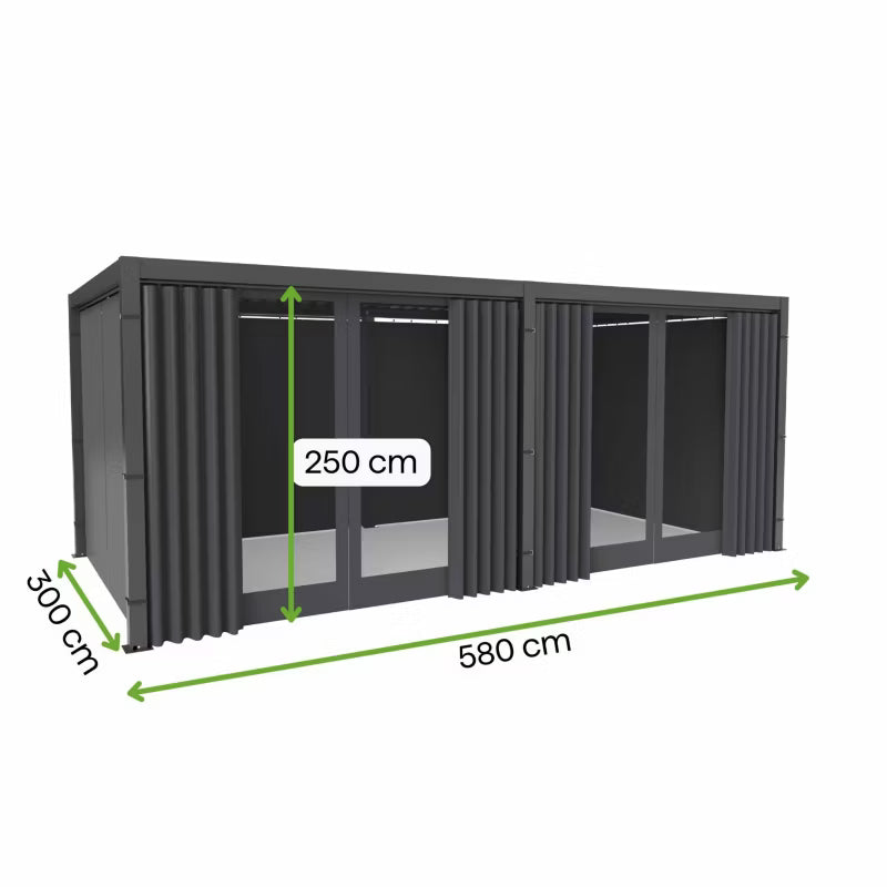 Sidegardiner med Myggenet 3x5,8 m Antracit 4 Stk