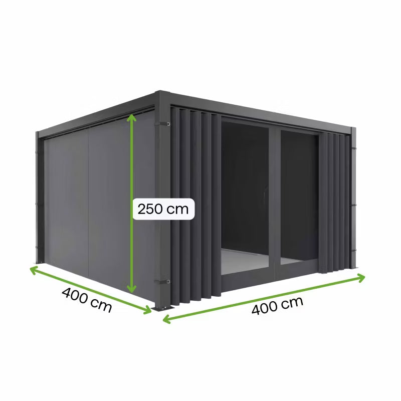 Sidesejl PRIMARY 4x4 m med Myggenet Antracit 4 Stk