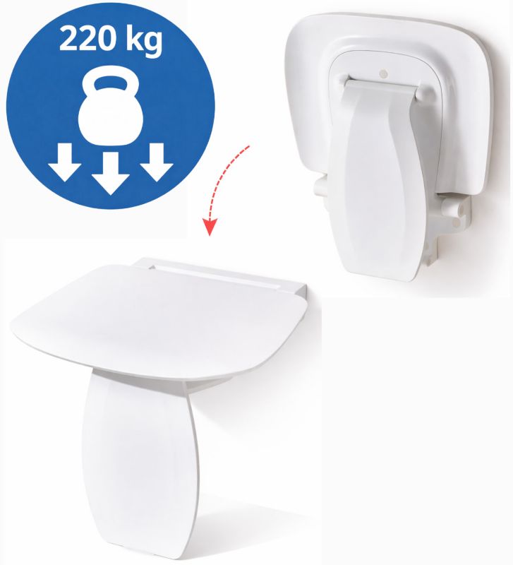 Sæde til Bruser Sammenklappeligt 42 x 39,7 cm Hvid 220 kg