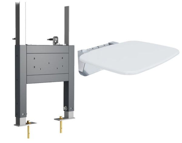 Sæde til Bruser Hvid 35 x 27,5 cm 130 kg med Indbygningsstel 300 kg Antibakteriel