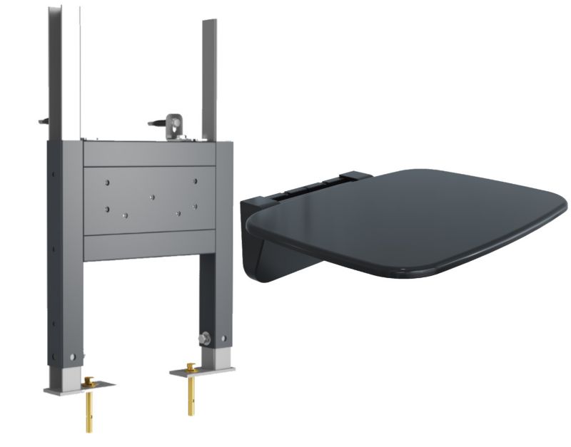 Sæde til Bruser Sort 35 x 27,5 cm Antibakteriel 130 kg med Skjult Stel 300 kg