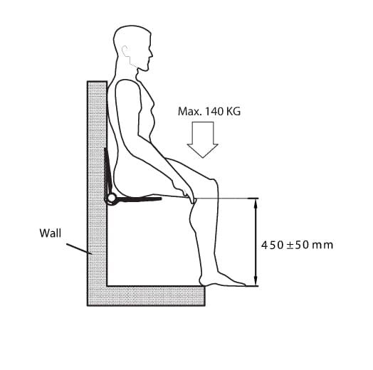 Sæde til Bruser Sammenklappeligt 38x30 cm Hvid 120 kg