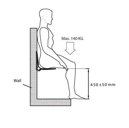 Sæde til Bruser Sammenklappeligt 38x30 cm Hvid 120 kg