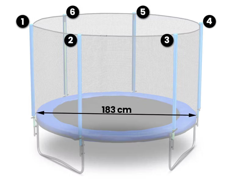 Sikkerhedsnet til Trampolin 183 cm 6 Stolper | 1810