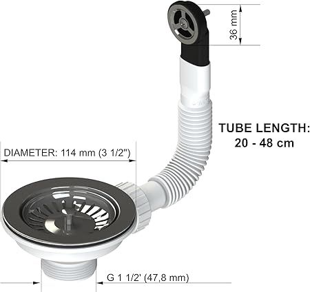 Universal krom sil med overløb til GranMaster vask, 1 stk.
