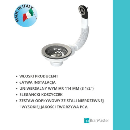 Universal krom sil med overløb til GranMaster vask, 1 stk.