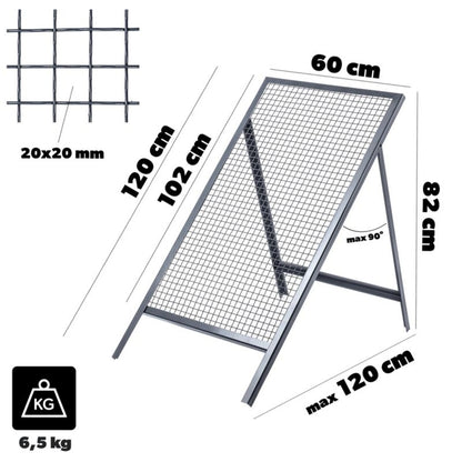 KADAX byggesigte til sand, jord og grus 120x60 cm med 20 mm maskestørrelse