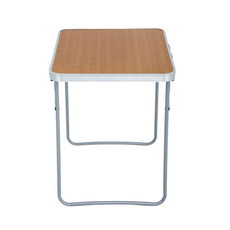 Sammenklappeligt campingbord ARES i aluminium med trælook, mål 70 x 60 x 50 cm, 1 stk.