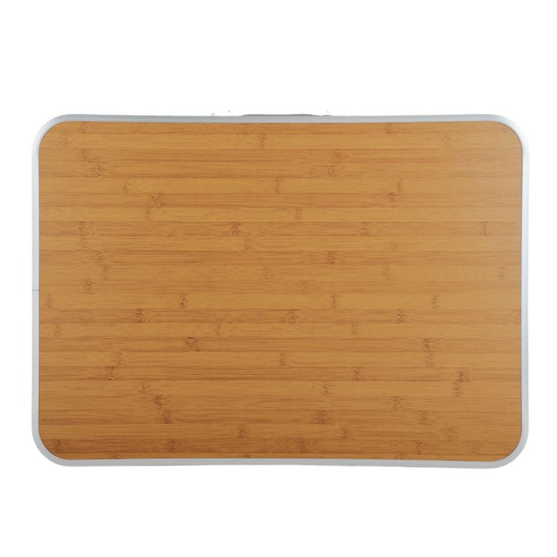 Sammenklappeligt campingbord ARES i aluminium med trælook, mål 70 x 60 x 50 cm, 1 stk.
