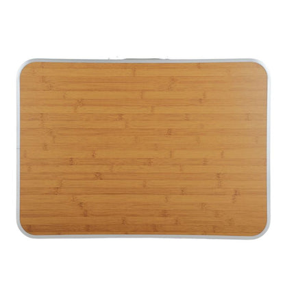 Sammenklappeligt campingbord ARES i aluminium med trælook, mål 70 x 60 x 50 cm, 1 stk.