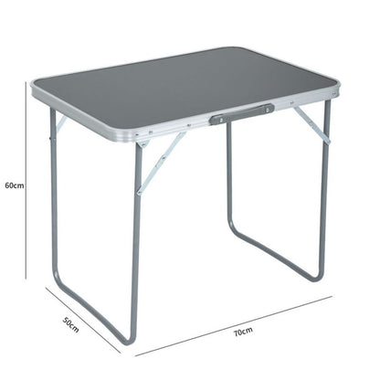 Sammenklappeligt campingbord ARES i gråt aluminium, mål 70 x 60 x 50 cm, 1 stk.