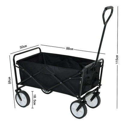 Sammenklappelig strandvogn Tyrs med plastikhjul, maksimal belastning 120 kg, sort, 1 stk.