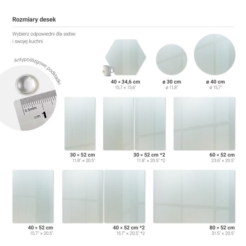 Skærebræt 80x52 cm Frostet Glas