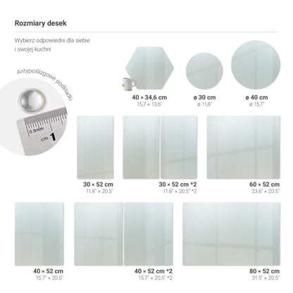 Skærebræt 80x52 cm Frostet Glas