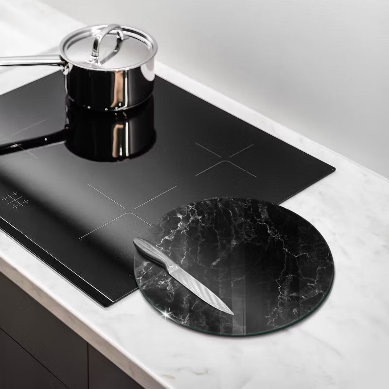Skærebræt Glas Rund Ø30 cm Marmor