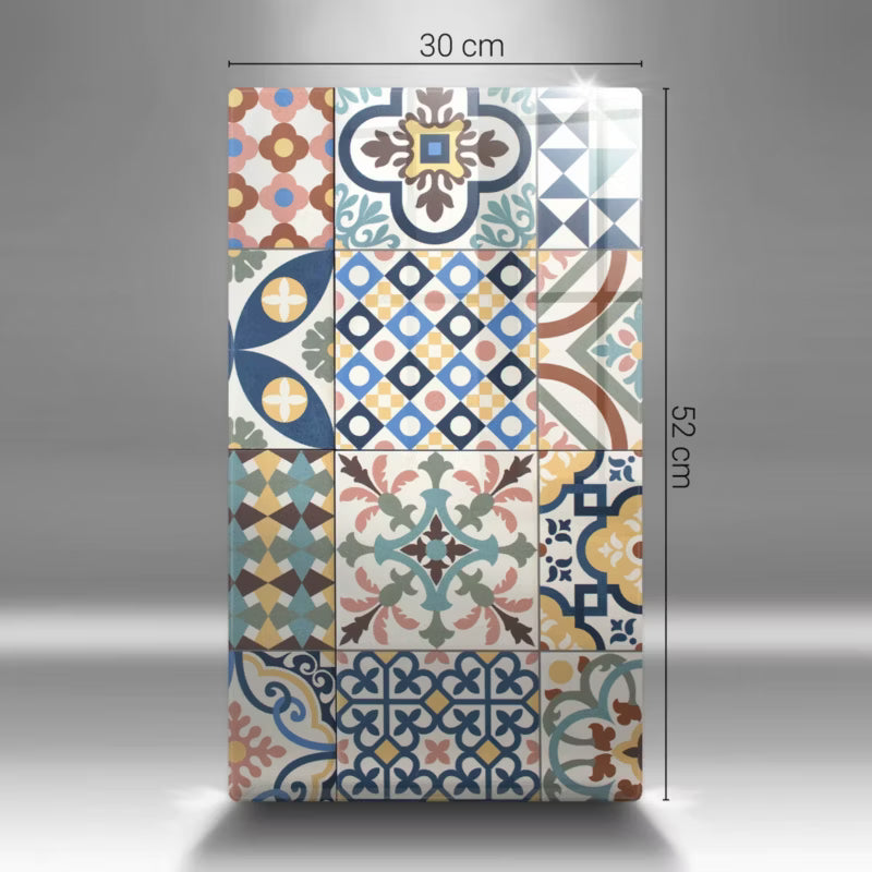 Skærebræt i Glas 30x52 cm Flisemønster Flerfarvet
