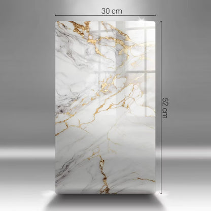 Skærebræt i Glas 30x52 cm Marmormønster Hvid