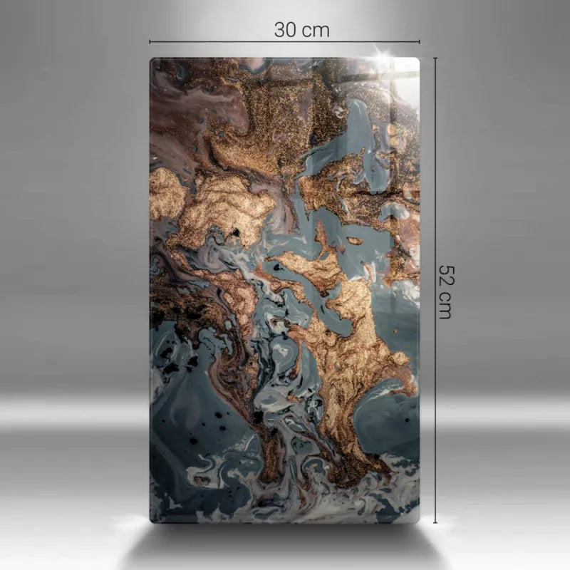 Skærebræt i Glas 30x52 cm Marmorprint Grå med Guld